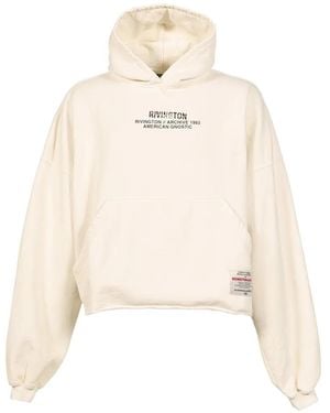 RRR123 Archive American Logo-Print Cropped Hoodie - Natural