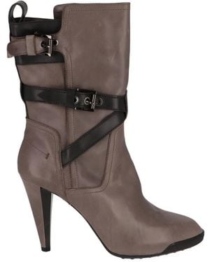 Tod's Buckle-Strap Leather Ankle Boots - Brown