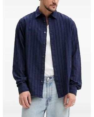 Desigual Textured Striped Shirt - Blue