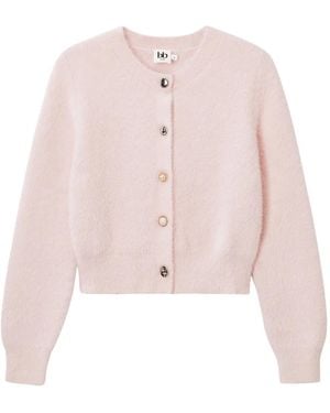B+ AB Embellished-Button Cardigan - Pink