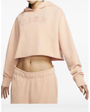 Nike Washed-Effect Cropped Hoodie - Natural