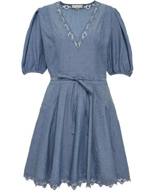Ulla Johnson V-Neck Mini Dress - Blue