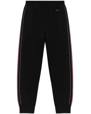 Versace Cotton Trousers With Ribbed Cuffs - Black