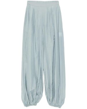 Semicouture Elasticated-Cuff Pleated Trousers - Blue