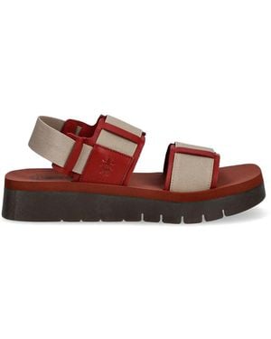 Fly London Logo-Debossed Panelled Sandals - Brown