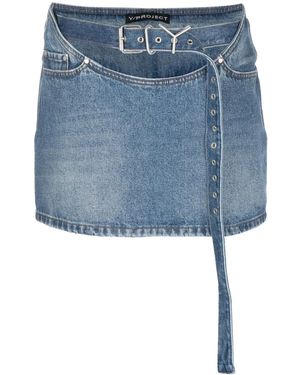 Y. Project Mini-Rok Met Ceintuur - Blauw