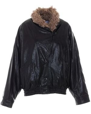 ELEH Faux-Fur Trim Oversized Jacket - Black