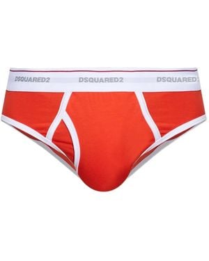 DSquared² Logo-Waistband Briefs - Red
