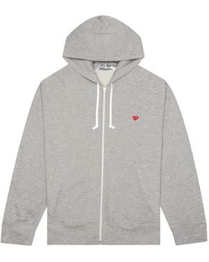 COMME DES GARÇONS PLAY Sweat Zippé À Broderies Cœur - Gris