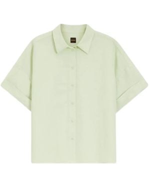 BOSS Turn-Up Short-Sleeve Shirt - Green