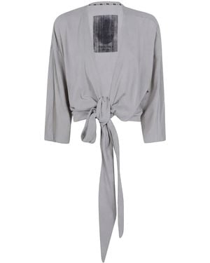 Ziggy Chen Tie-Front Top - Grey