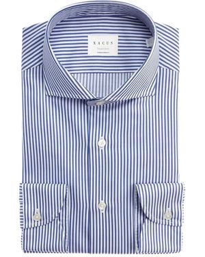 Xacus Striped Button Shirt - Blue