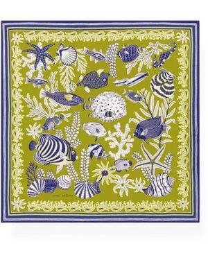 Inoui Edition Marine-Print Silk Scarf - Green