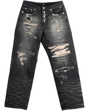 THUG CLUB Distressed-Effect Straight-Leg Jeans - Grey