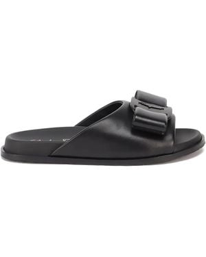 Ferragamo Vara Bow Flat Sandals - Black