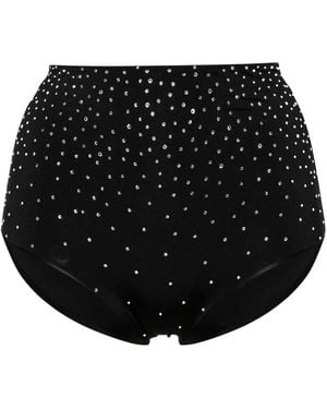 forte_forte Crystal-Embellished High-Waisted Bikini Bottoms - Black