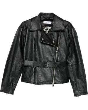 Patrizia Pepe Belted Zip-Up Biker Jacket - Black