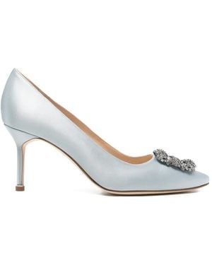 Manolo Blahnik Hangisi Crystal-Embellished Court Shoes - White