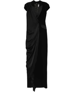 SILK LOVE & LACE Robe En Soie À Col V - Noir