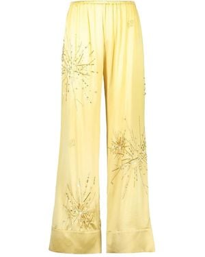 BERNADETTE Louis Sparkle-Embroidery Pants - Yellow