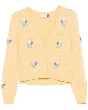 RIXO London Merinda Cardigan Mit Blumenstickerei - Natur