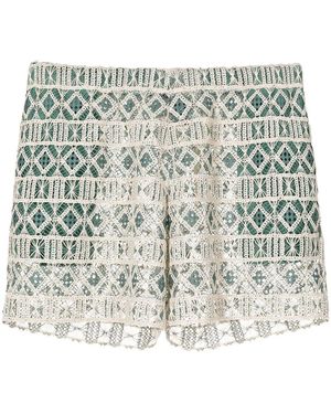 Amir Slama Embroidered Cotton Shorts - Metallic