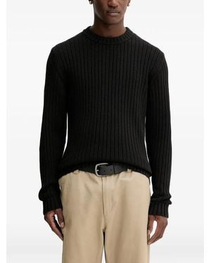 HUGO Ribbed Crew-Neck Sweater - Black