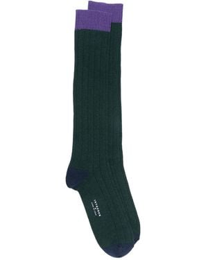 In The Box Ribbed Colour-Block Socks - Green