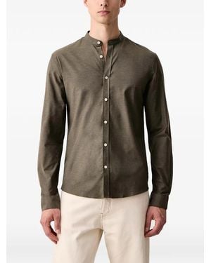 Lindbergh Mandarin-Collar Button-Up Shirt - Brown