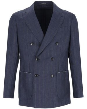 Al Duca d'Aosta Pinstripe Double-Breasted Suit - Blue