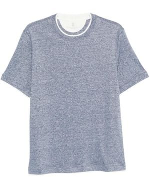 Brunello Cucinelli T-Shirt À Bordures Contrastantes - Blue