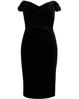 Marchesa Off-Shoulder Velvet Pencil Dress - Black