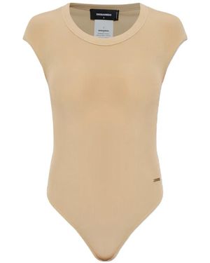 DSquared² Logo-Appliqué Ribbed Bodysuit - White