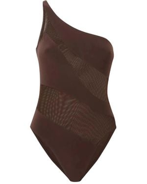 Norma Kamali Bañador Mio con hombro descubierto - Marrón