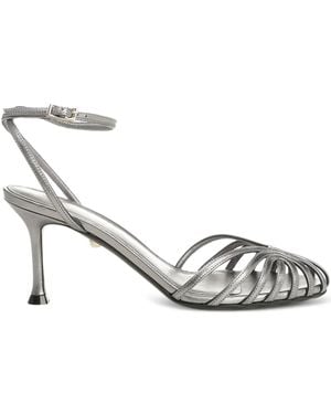 ALEVI 75Mm Ally Ankle-Strap Leather Sandals - Metallic