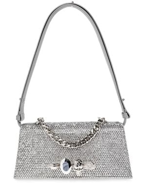 McQueen Jewelled Crystal-Embellished Shoulder Bag - White