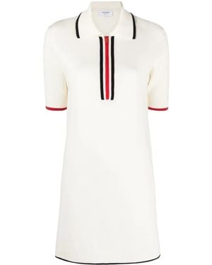 Thom Browne Rwb-Stripe Virgin Wool Dress - White