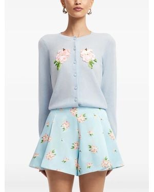 LEO LIN Cárdigan Claire Con Parche Floral Y Lentejuelas - Azul