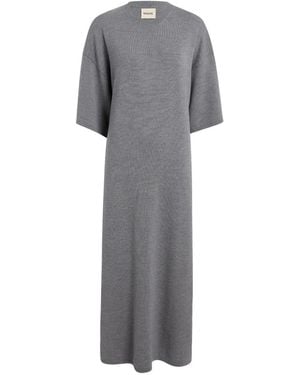 KHAITE Short-Sleeves Midi Dress - Grey