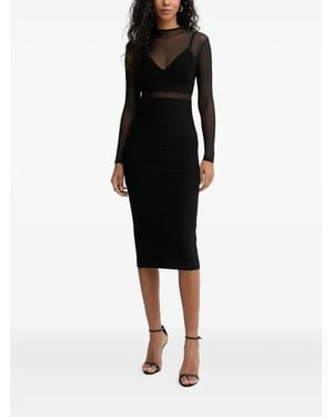 Hervé Léger Noelle Long-Sleeve Midi Dress - Black