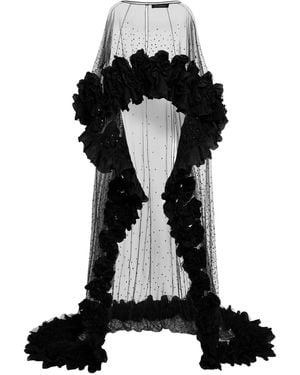Jenny Packham Petal Bloom Ruffle-Detailed Maxi Dress - Black