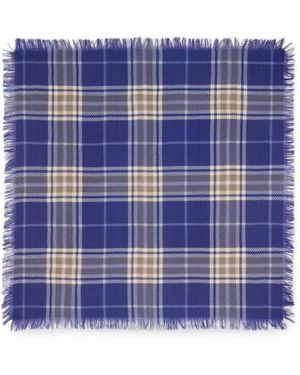 Bompard Tartan Fringed Scarf - Blue
