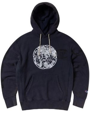 Champion X Aries Graphic-Print Drawstring Hoodie - Blue