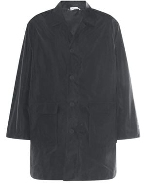 Thom Browne Logo-Print Single-Breasted Coat - Gray