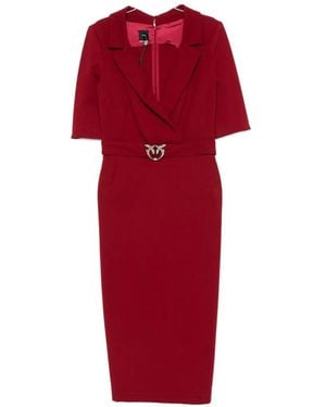 Pinko Love Birds Belted Dress - Red