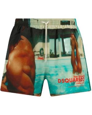 DSquared² Abstract-Print Swim Shorts - Green