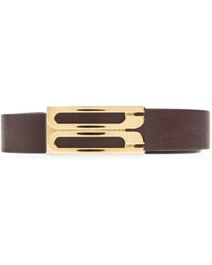 Victoria Beckham Dorian Monogram-Buckle Leather Belt - White