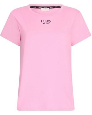 Liu Jo Logo-Detail Cotton T-Shirt - Pink