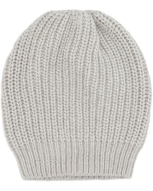 Brunello Cucinelli Sequin-Embellished Ribbed-Knit Beanie - Grey