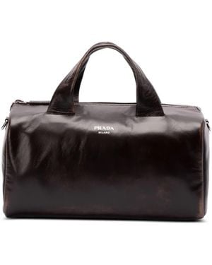 Prada Leren Duffeltas - Zwart